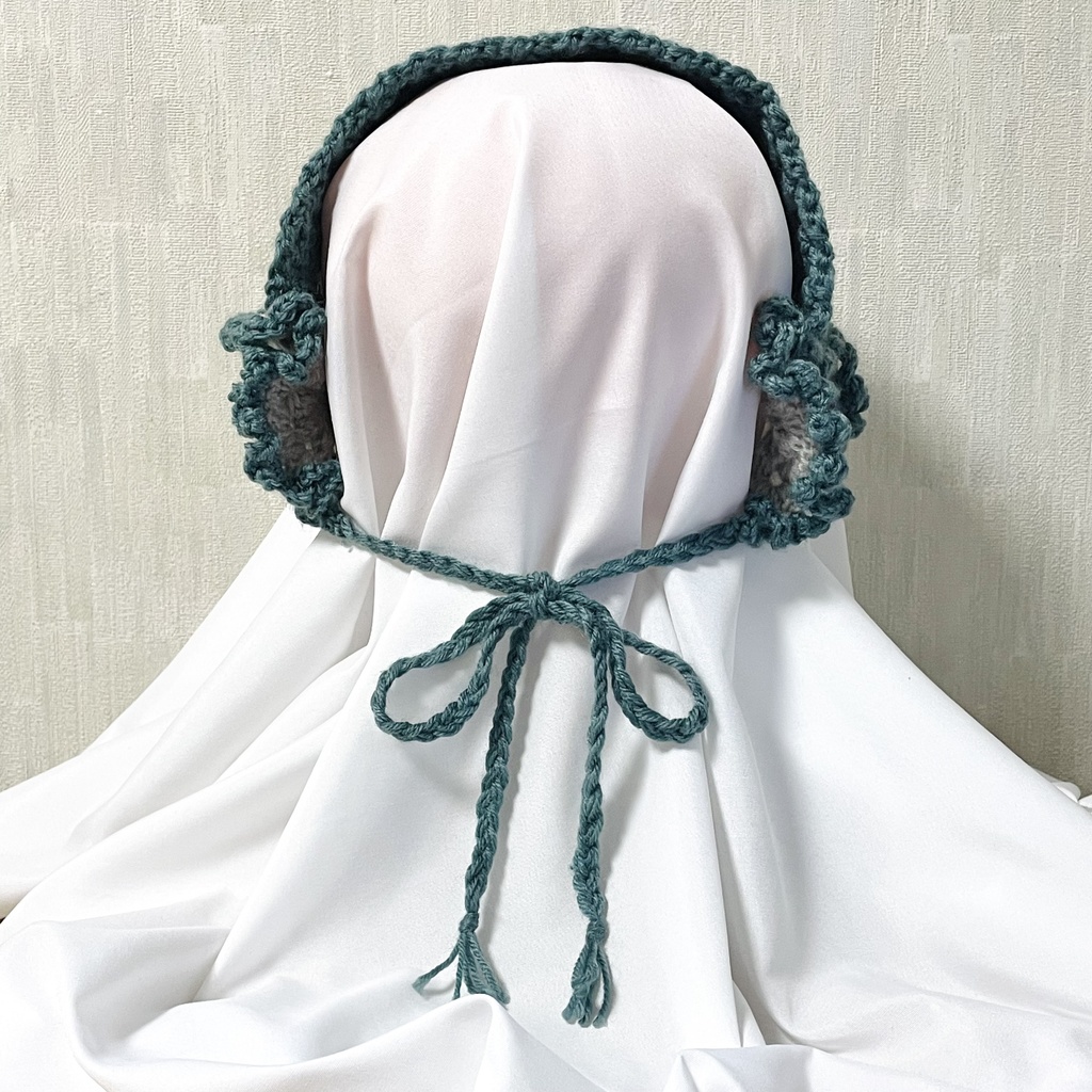 1点ものハンドメイド品 / フリルハートのイヤーマフ / 耳あて