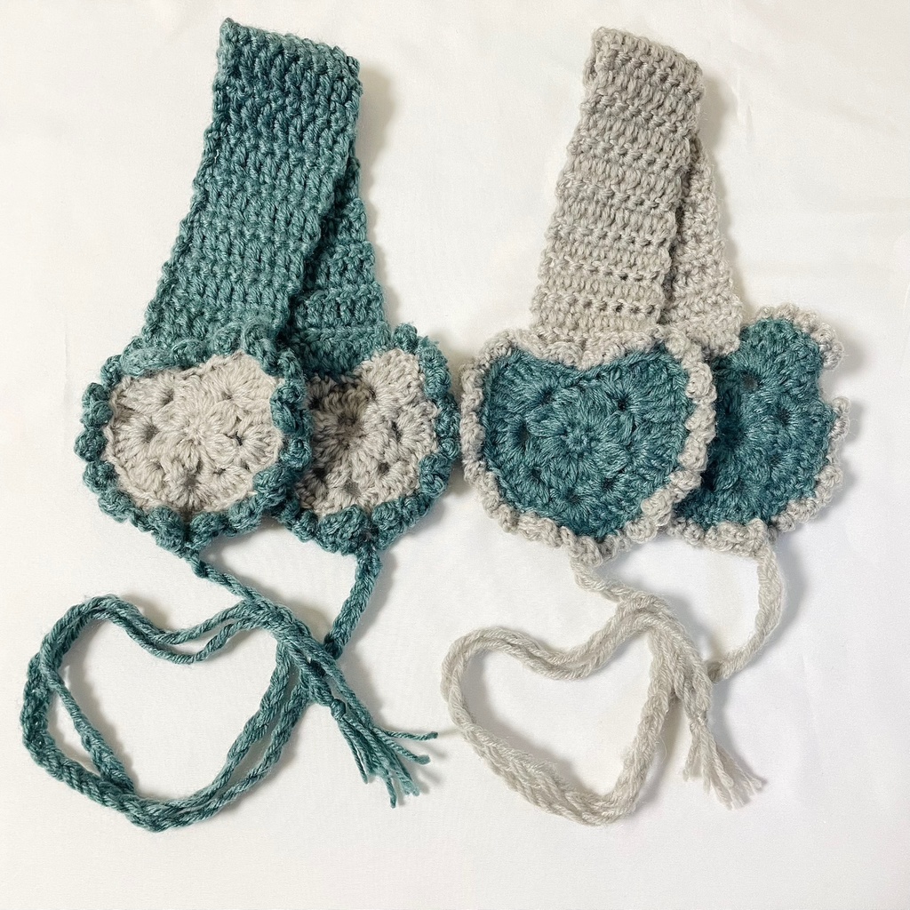 1点ものハンドメイド品 / フリルハートのイヤーマフ / 耳あて