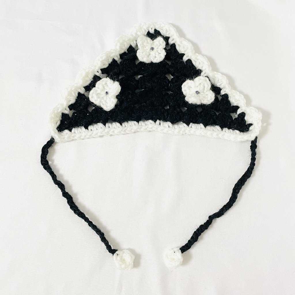 ぬいぐるみ用バブーシュカ / ブラック&フラワー