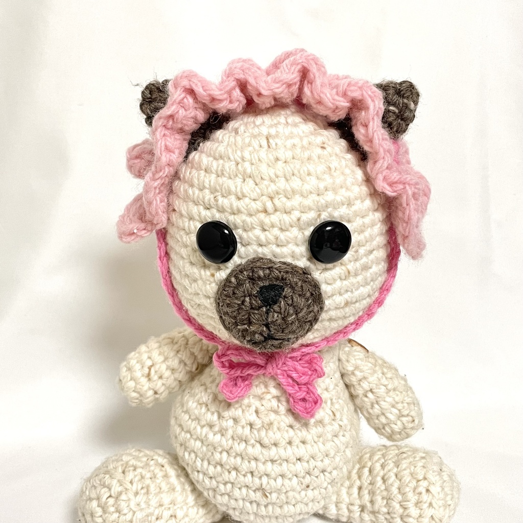 ぬいぐるみ用ヘッドドレス/耳出し穴付きフリフリピンク