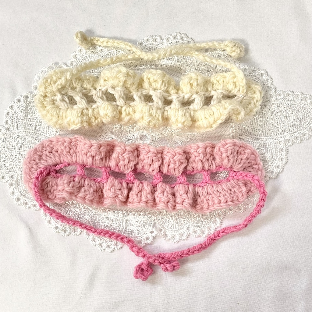 ぬいぐるみ用ヘッドドレス/耳出し穴付きフリフリピンク