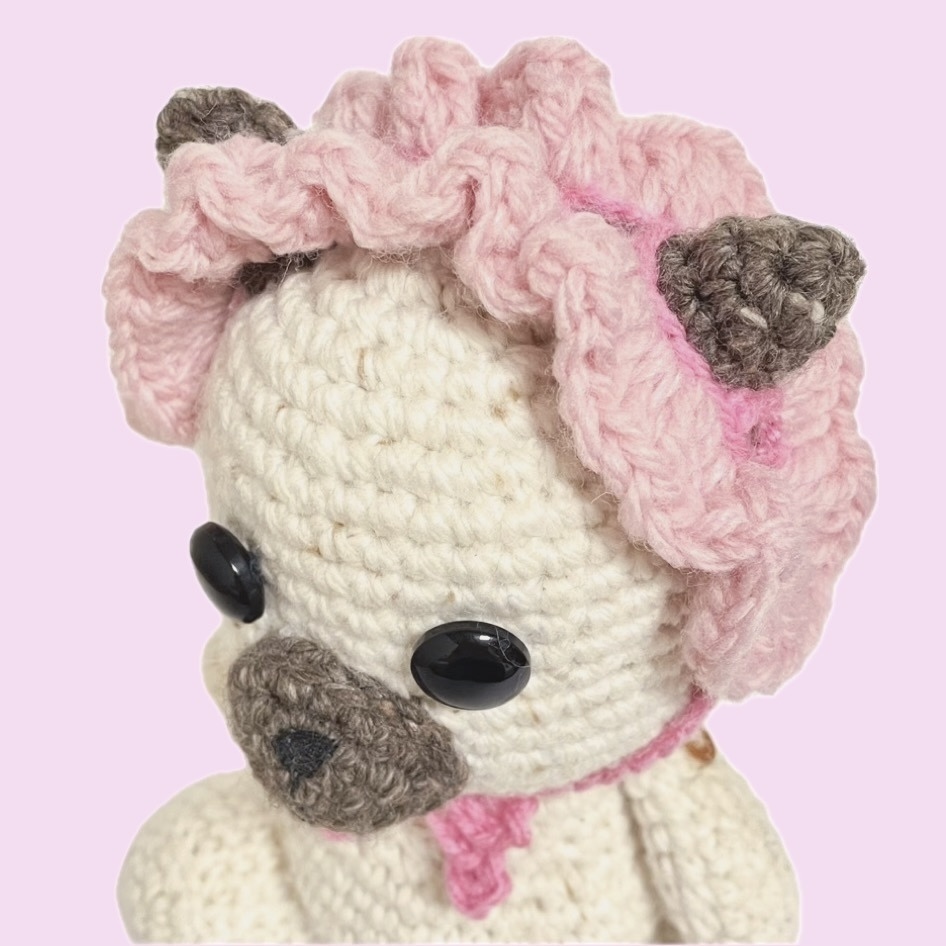 ぬいぐるみ用ヘッドドレス／耳出し穴付きフリフリピンク