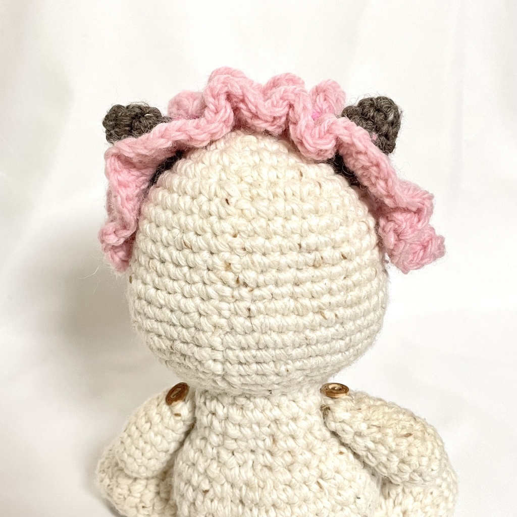 ぬいぐるみ用ヘッドドレス/耳出し穴付きフリフリピンク
