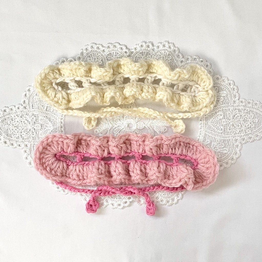 ぬいぐるみ用ヘッドドレス/耳出し穴付きフリフリピンク