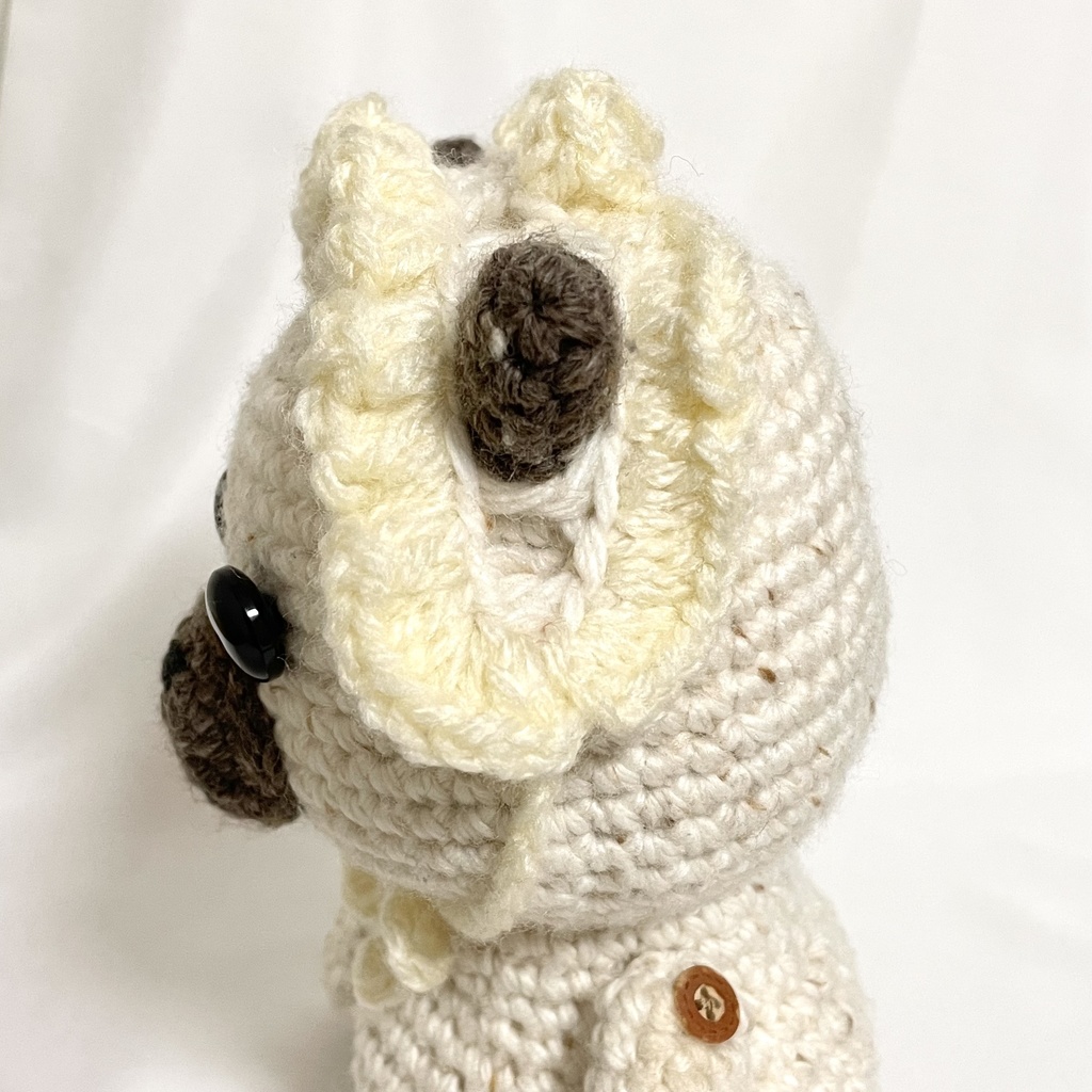 ぬいぐるみ用ヘッドドレス/耳出し穴付きフリフリアイボリー