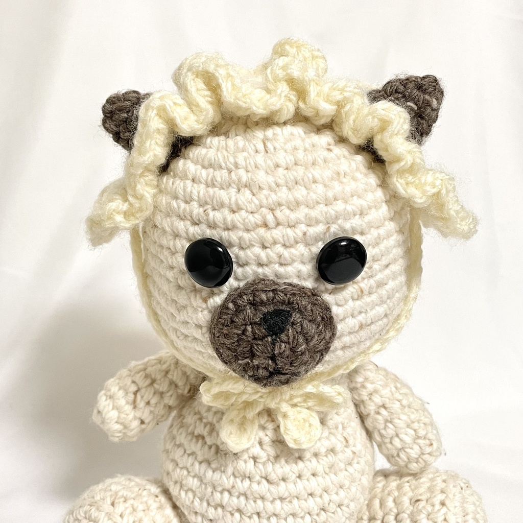 ぬいぐるみ用ヘッドドレス/耳出し穴付きフリフリアイボリー