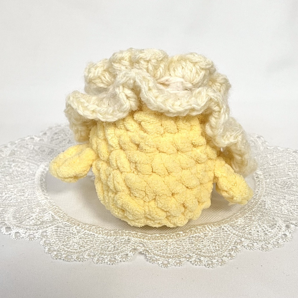 ぬいぐるみ用ヘッドドレス/耳出し穴付きフリフリアイボリー