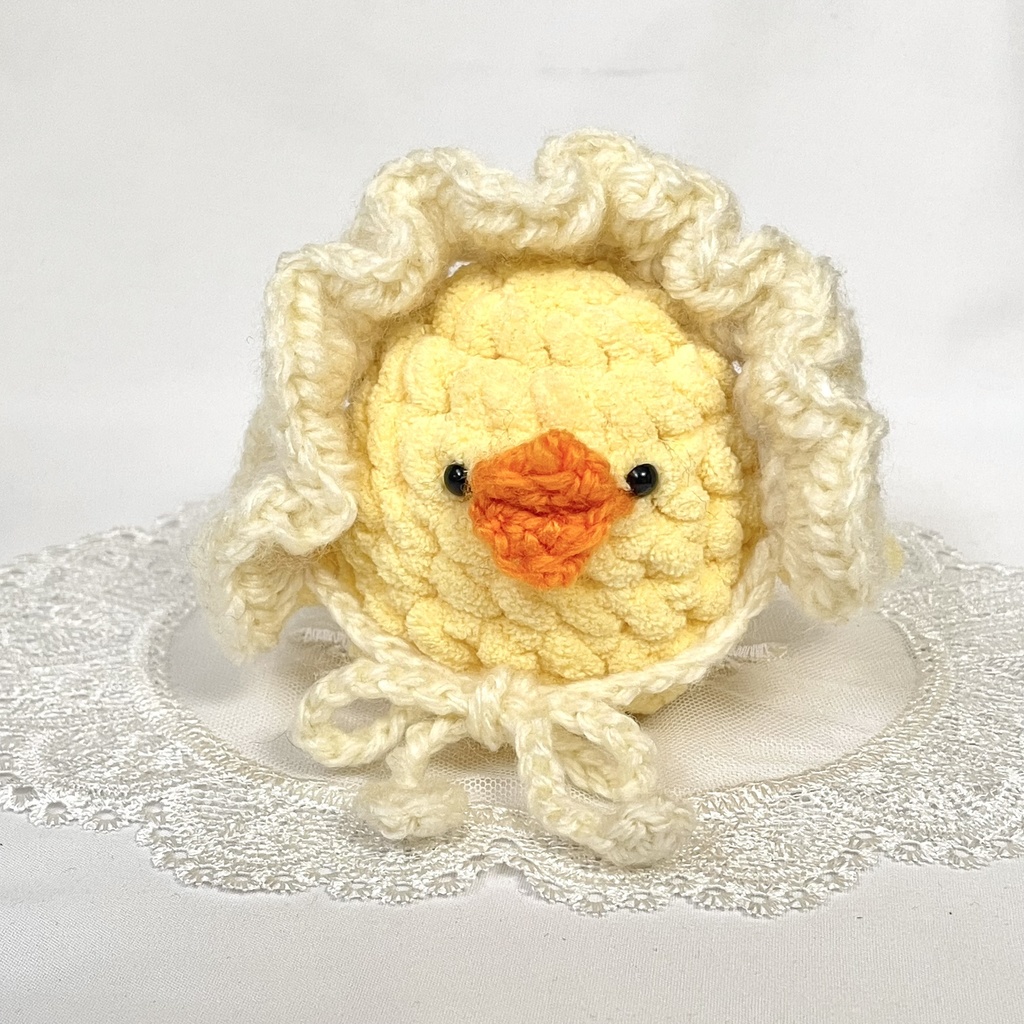 ぬいぐるみ用ヘッドドレス/耳出し穴付きフリフリアイボリー