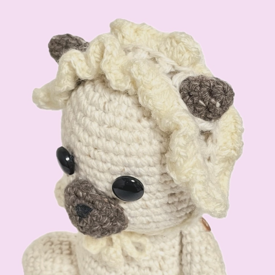 ぬいぐるみ用ヘッドドレス／耳出し穴付きフリフリアイボリー