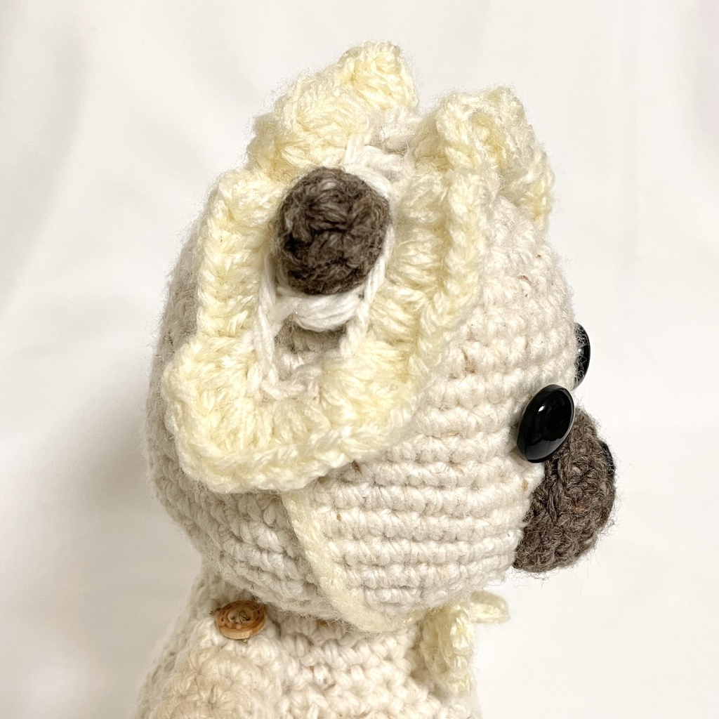 ぬいぐるみ用ヘッドドレス/耳出し穴付きフリフリアイボリー