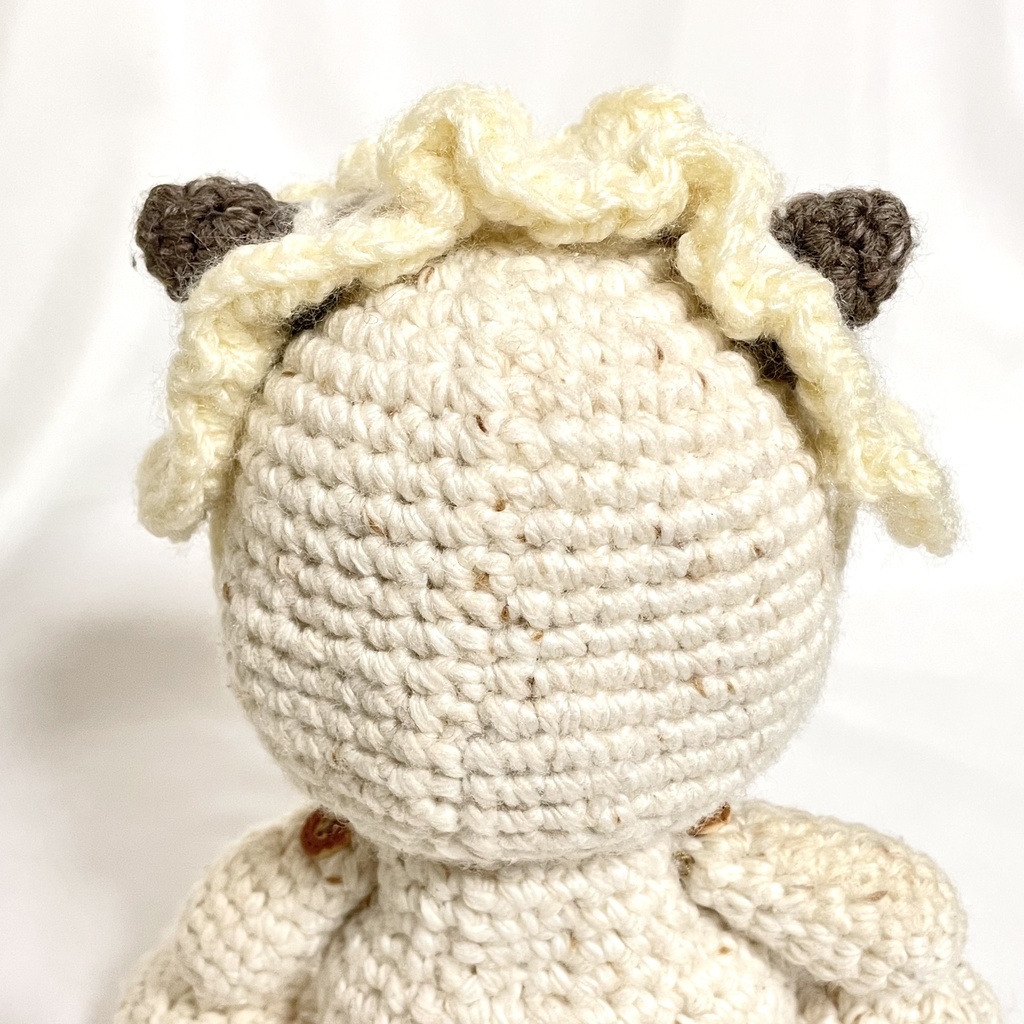 ぬいぐるみ用ヘッドドレス/耳出し穴付きフリフリアイボリー