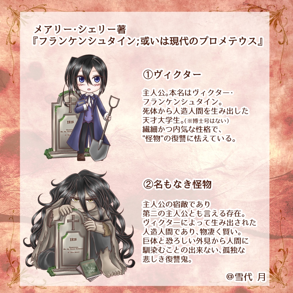 ゴシック文学アクリルキーホルダー【英文学沼】フランケンシュタイン / ジキル博士とハイド氏 / 透明人間