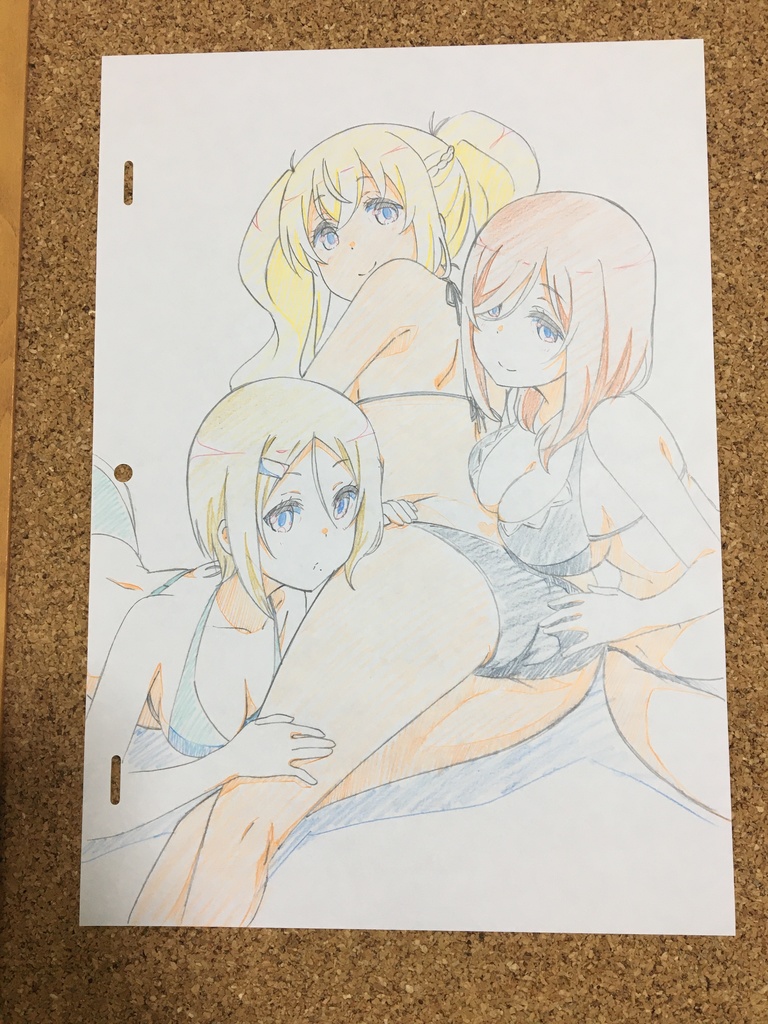 【生原画】水着トリオ
