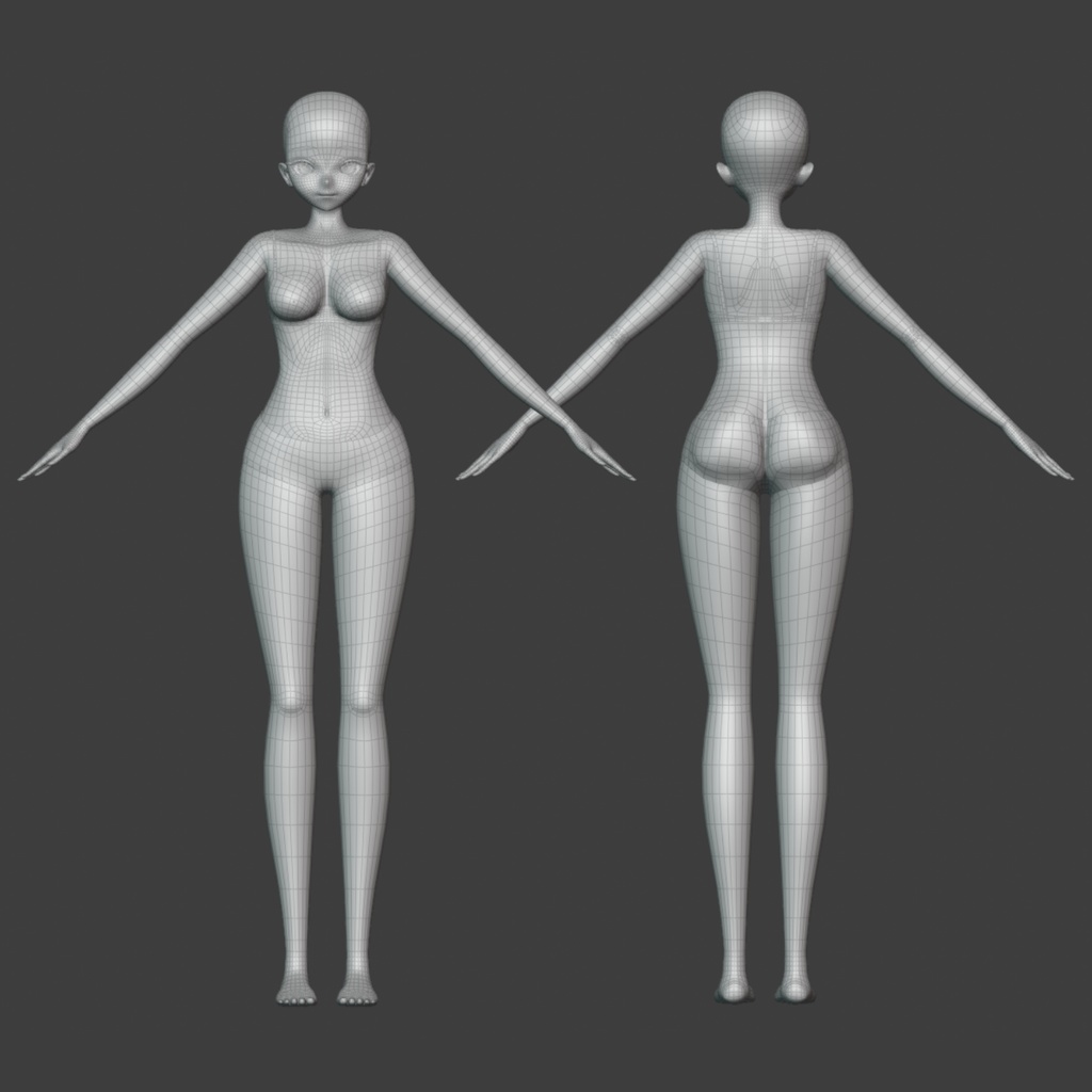 Anime Female Base Mesh Model
