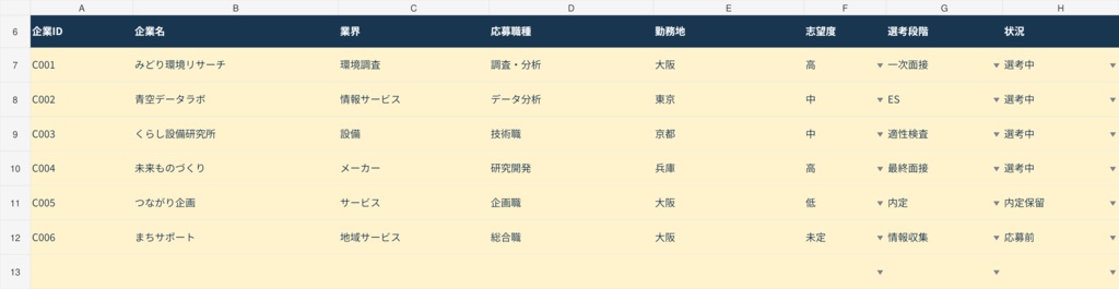 CAREER_MASTER 就活・応募管理テンプレート