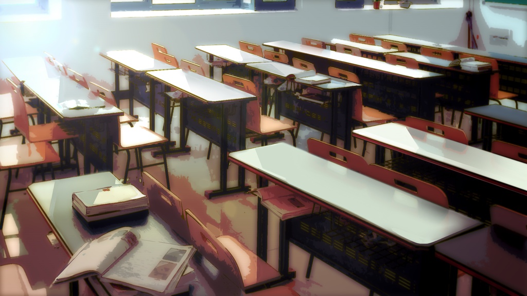 イラスト風背景素材集45枚/街・城・学校など