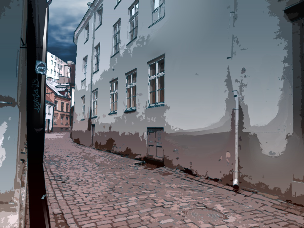 イラスト風背景素材集45枚/街・城・学校など