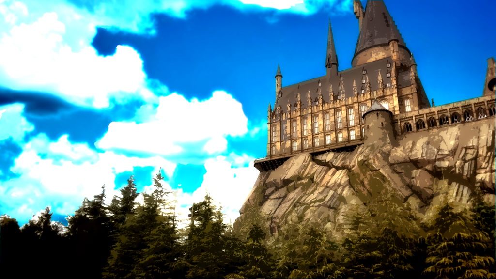 イラスト風背景素材集45枚/街・城・学校など