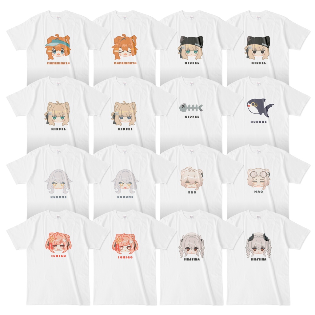 Tシャツ【まめひなた・キプフェル・ルルネ・真央・イチゴ・ミルティナ】