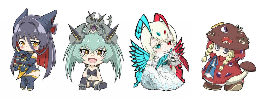 ちびじゃがシリーズ・三大怪獣擬人態セット～季節のキノコを添えて～