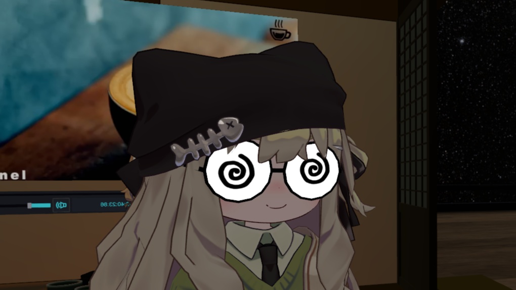 【Version 3】VRChat想定アバターギミック ExGlass まめフレンズ、ロポリこん、みみのこ、クララ、コロネ対応(PCVR/Desktop) そこそこローポリ 空間固定 AudioLink対応