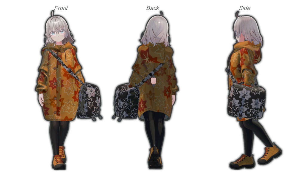 Nemo用標準衣装模様替えギミック付きマテリアルセット「和柄 -Wagara- 紅葉(MOMIJI)」 MA対応 標準色とメニューで切替できます