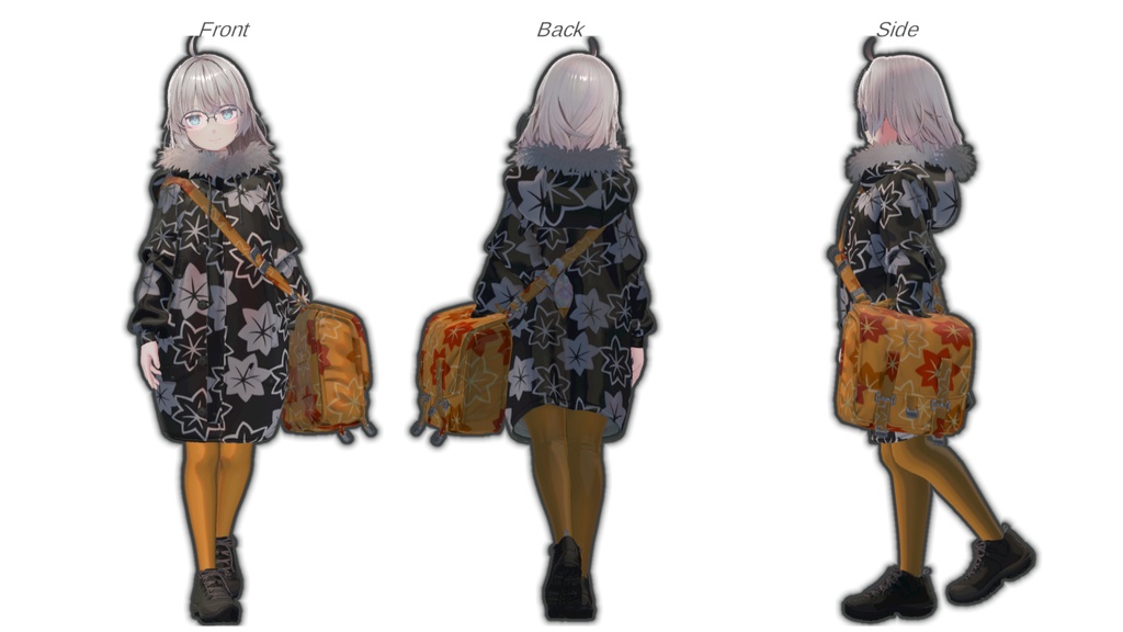 Nemo用標準衣装模様替えギミック付きマテリアルセット「和柄 -Wagara- 紅葉(MOMIJI)」 MA対応 標準色とメニューで切替できます