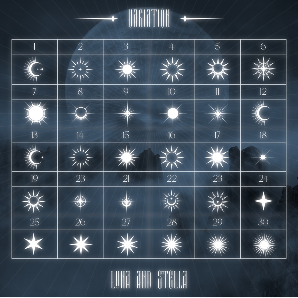 月と星のコレクション✦ココフォリア/シェイプ/PNG/素材