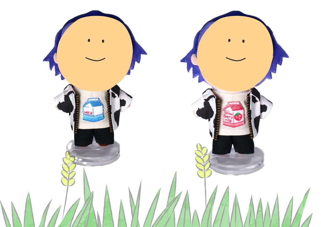 ホルスタイン柄ジャケット+牛乳・いちご牛乳Tシャツ セット