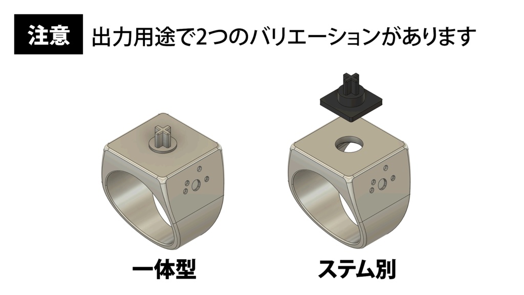 キーキャップを身につけるための指輪【3Dプリント向けstlデータ】