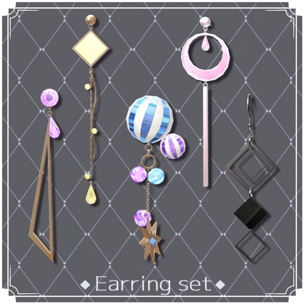 【VRChat想定】ピアス10種セット【3Dアクセサリー】