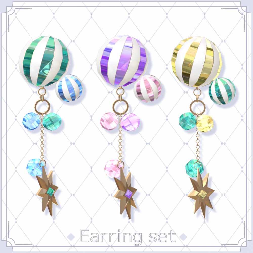 【VRChat想定】ピアス10種セット【3Dアクセサリー】