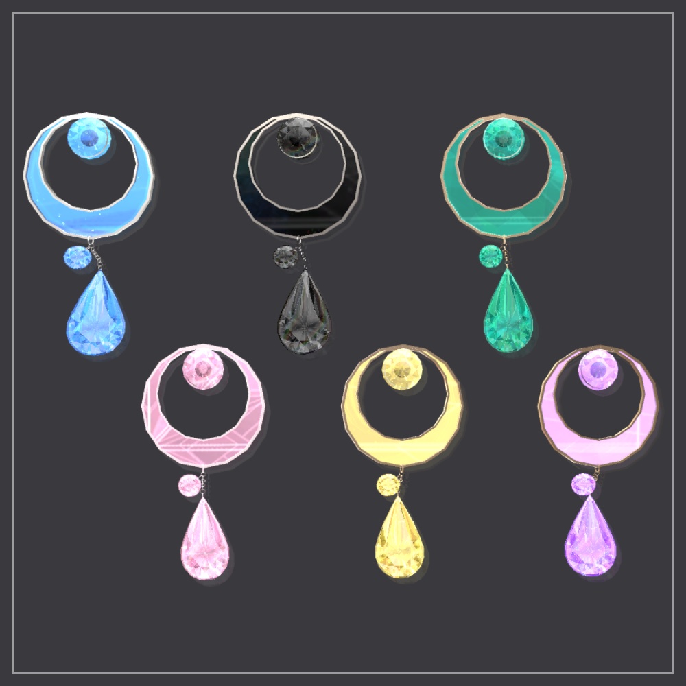 【無料配布】ピアス5種セット【VRChat向け3Dアクセサリー】