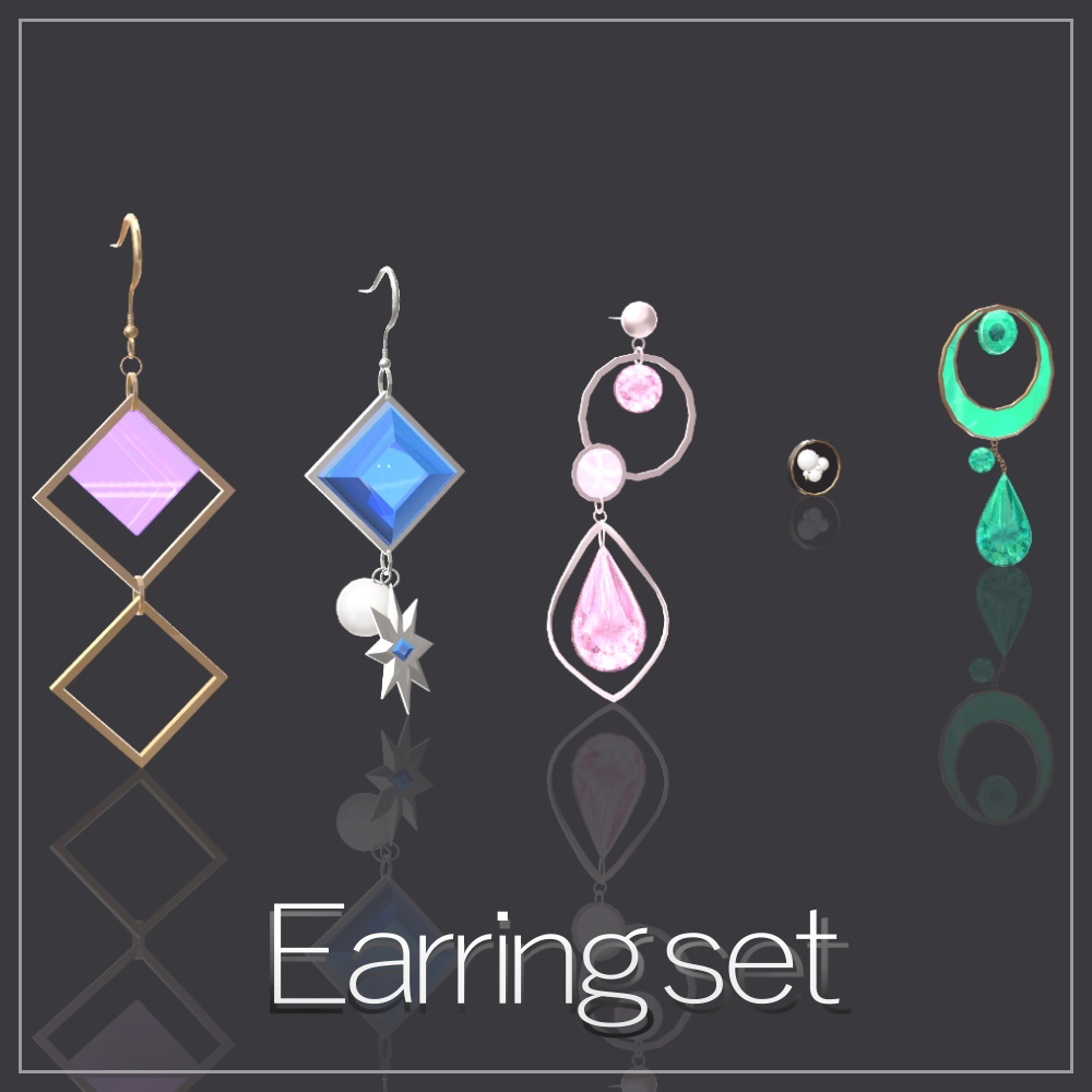 【無料配布】ピアス5種セット【VRChat向け3Dアクセサリー】