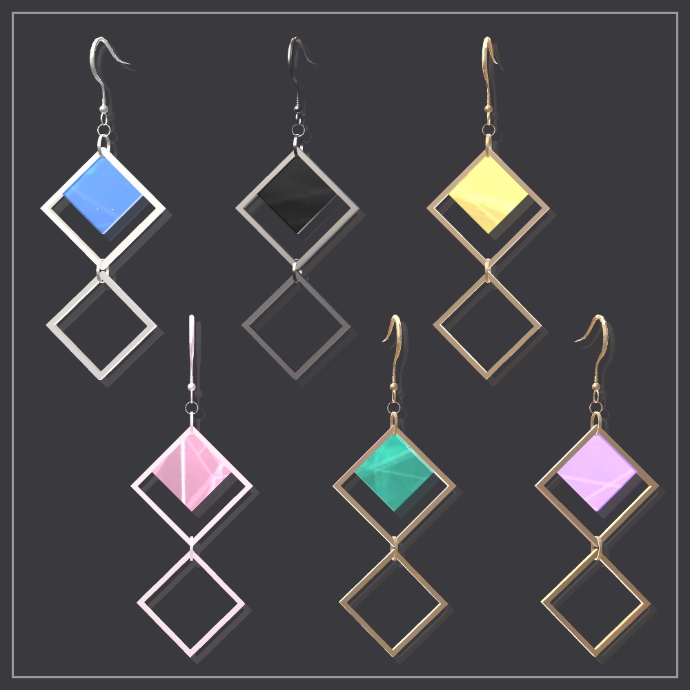 【無料配布】ピアス5種セット【VRChat向け3Dアクセサリー】