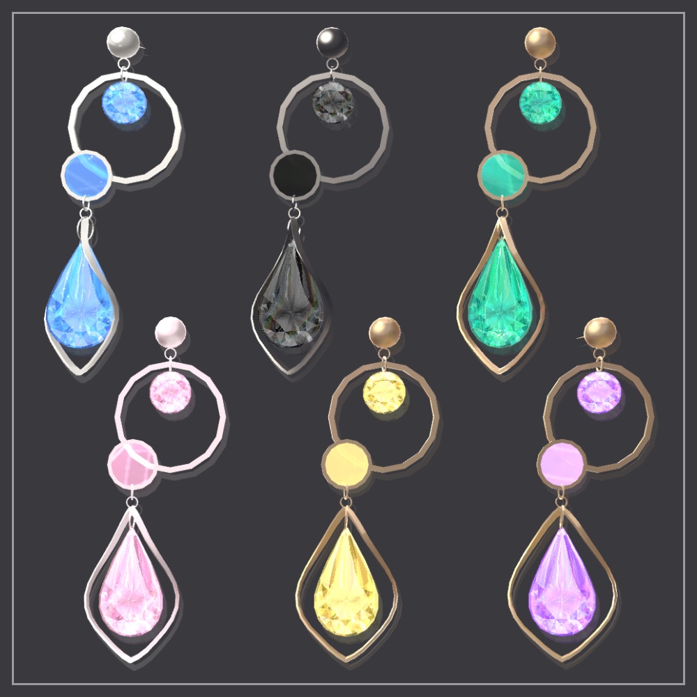 【無料配布】ピアス5種セット【VRChat向け3Dアクセサリー】