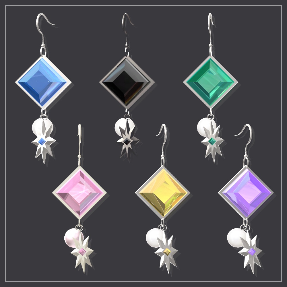 【無料配布】ピアス5種セット【VRChat向け3Dアクセサリー】