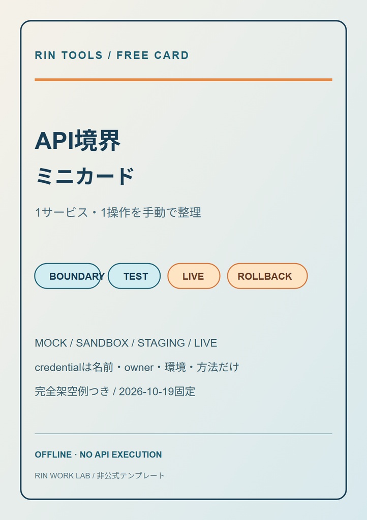 無料｜API境界ミニカード［RIN Tools］