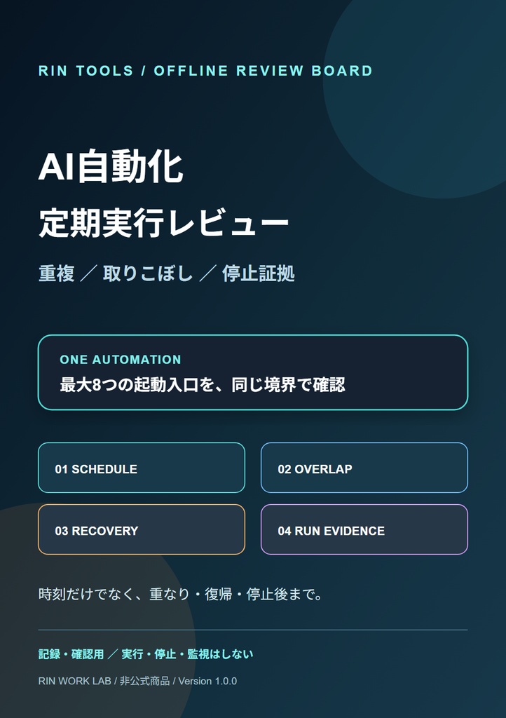 RIN Tools|AI自動化の定期実行・重複/取りこぼし確認ボード