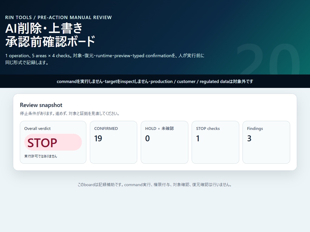 RIN Tools|AI削除・上書き 承認前確認ボード