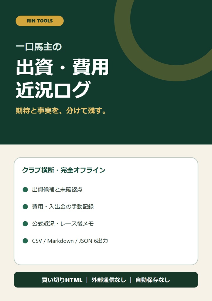 RIN Tools｜一口馬主 出資・費用・近況ログボード