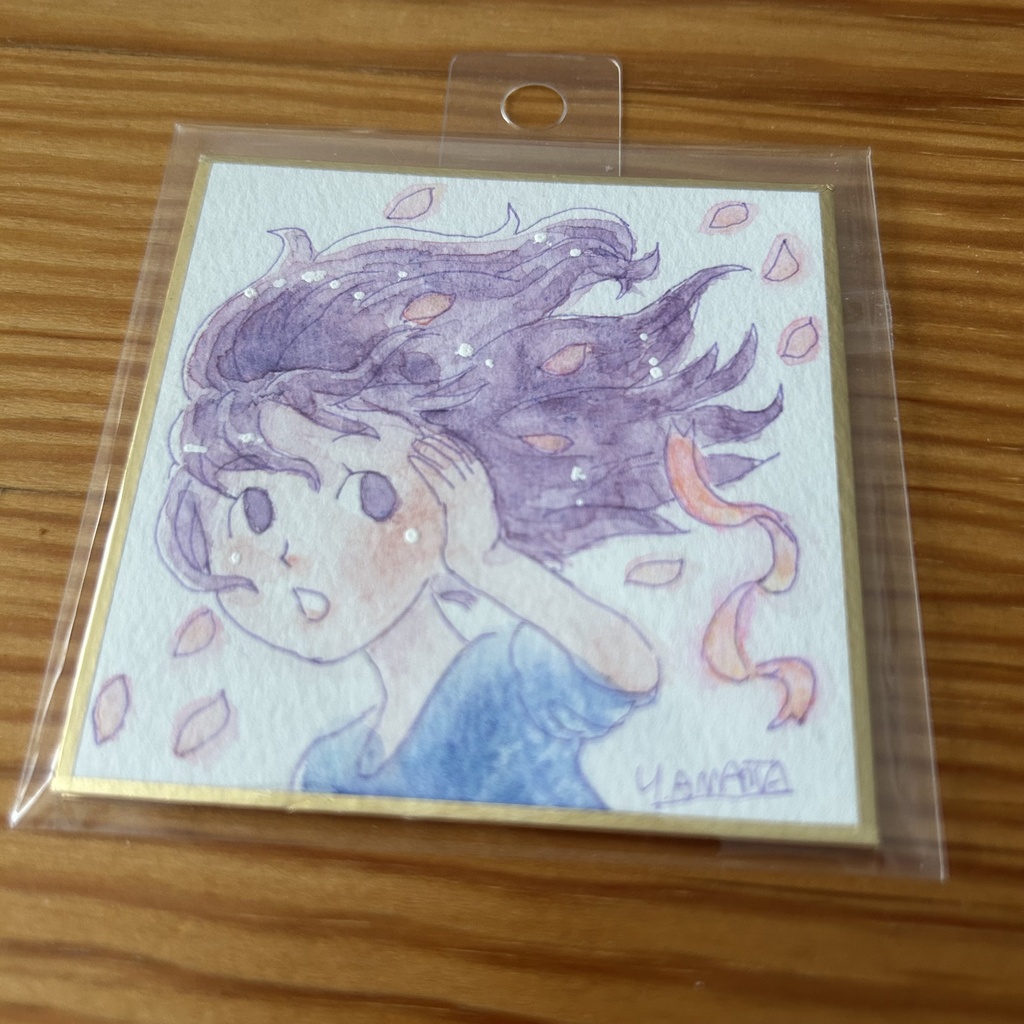 水彩豆色紙原画「流される」