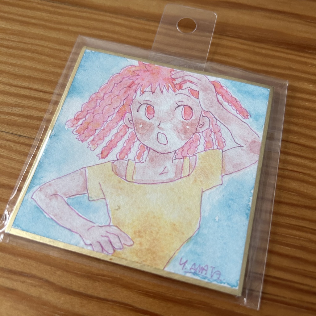 水彩豆色紙原画「ストレッチ」