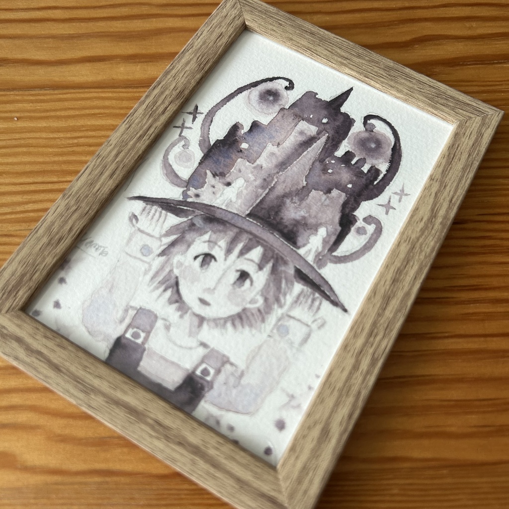 ハガキサイズ原画「頭上の楼閣」