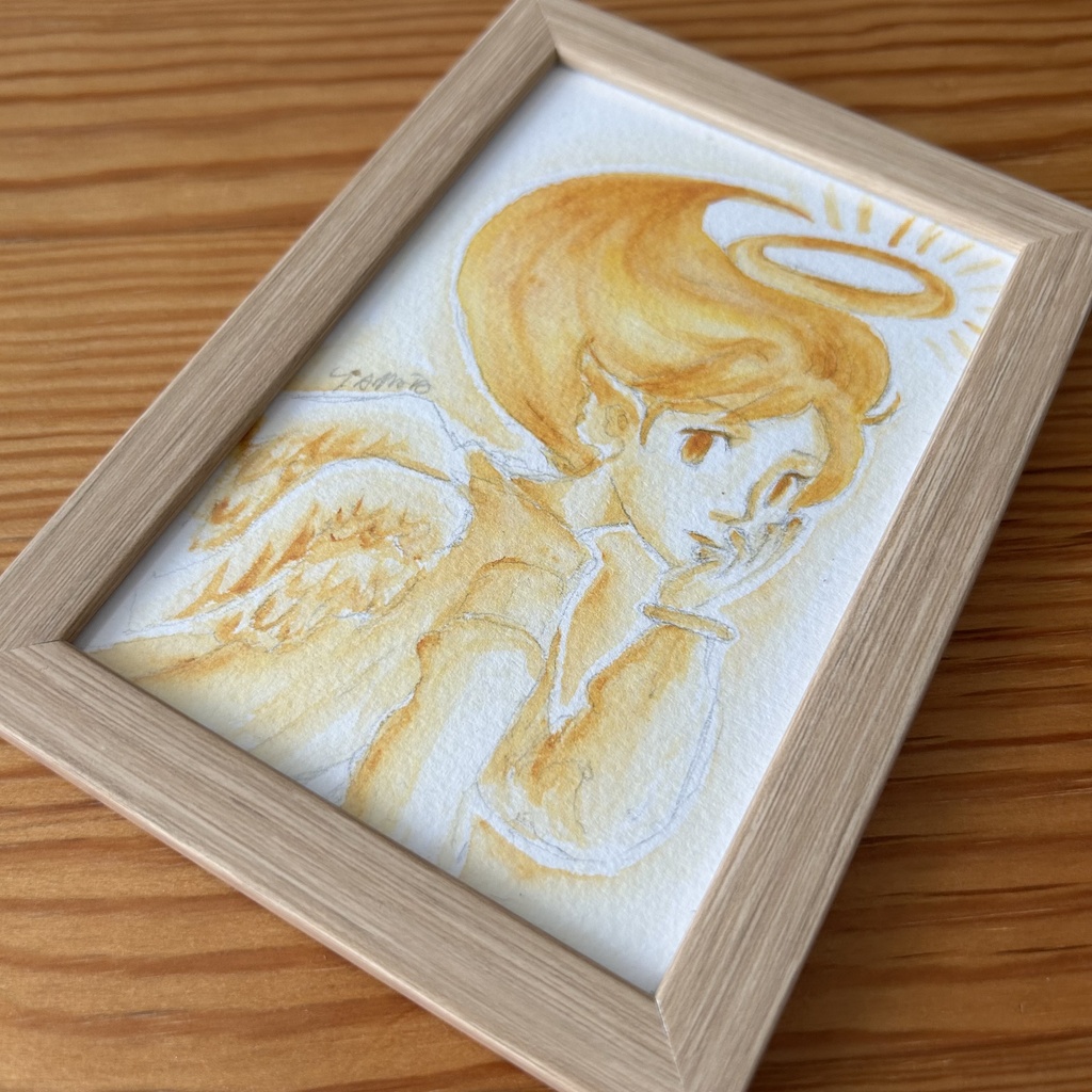 ハガキサイズ原画「黄昏天使」
