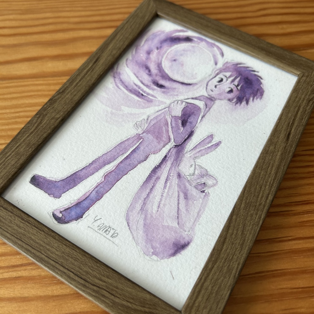 ハガキサイズ原画「おやすみの世界へ」