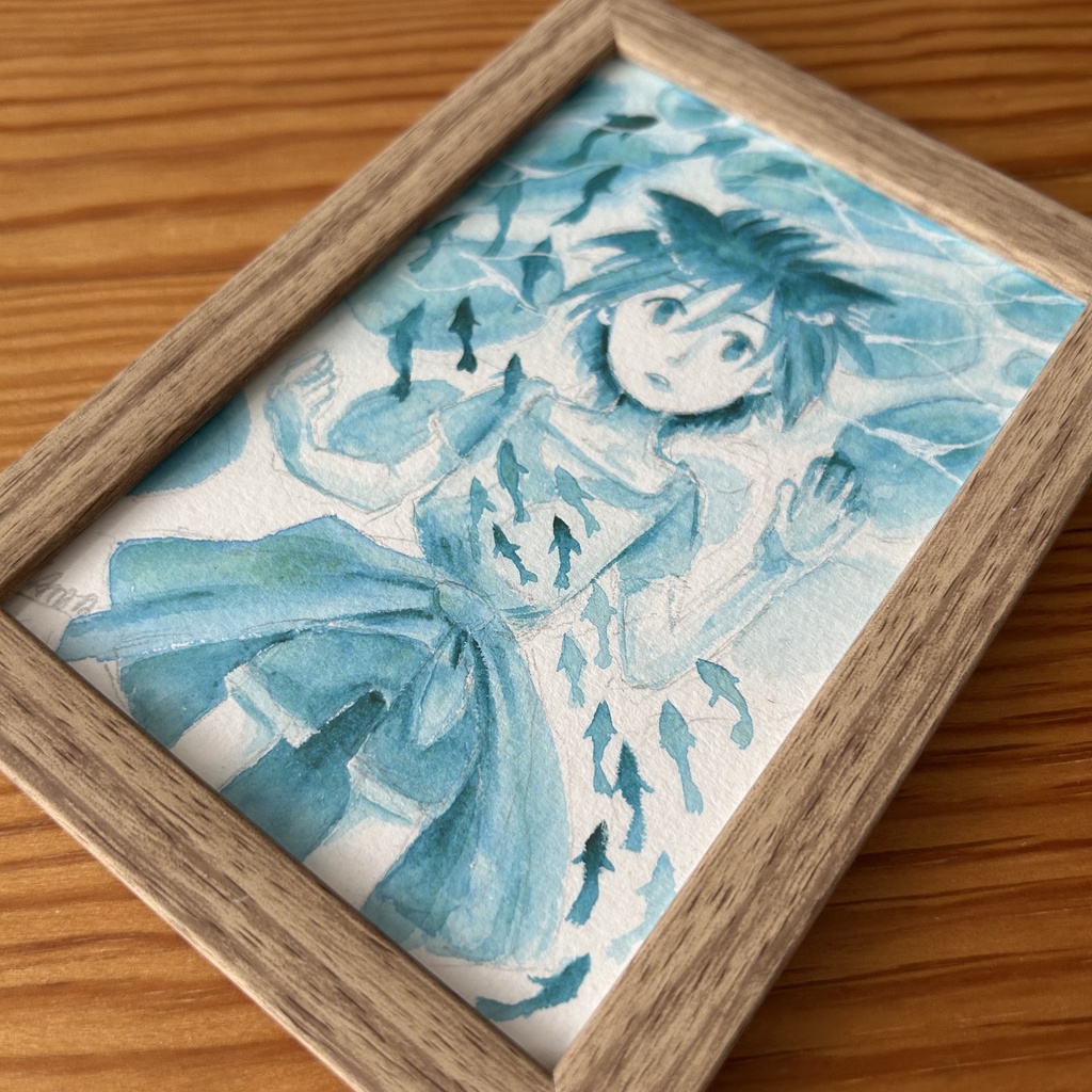 ハガキサイズ原画「スイミー」