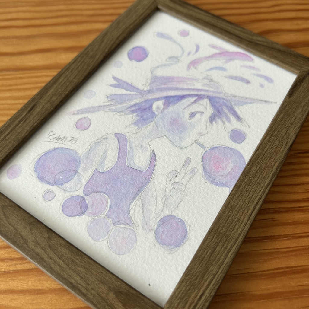 ハガキサイズ原画「しゃぼん」