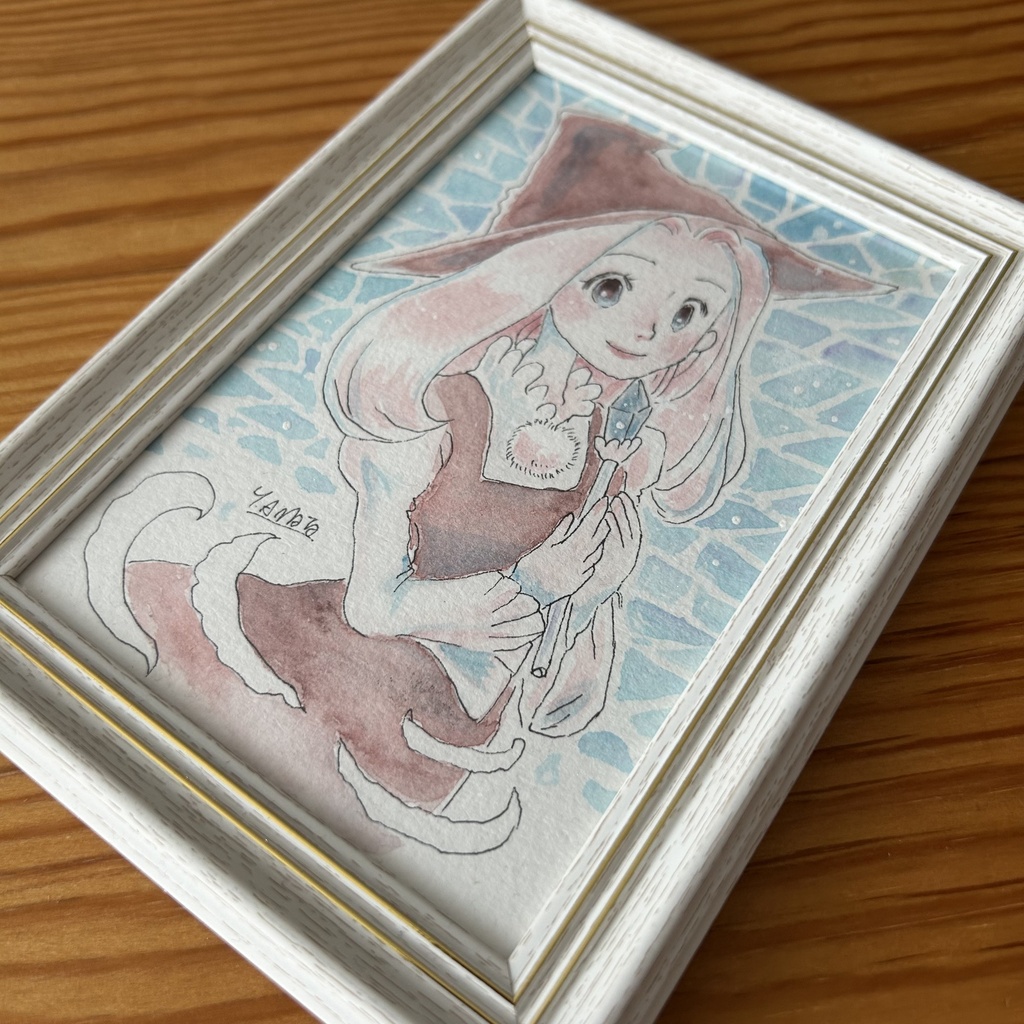 ハガキサイズ原画「水の魔女見習い」