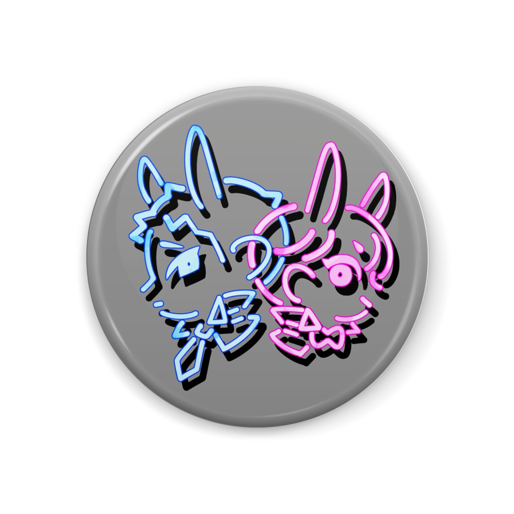 ネオン風缶バッジ灰色